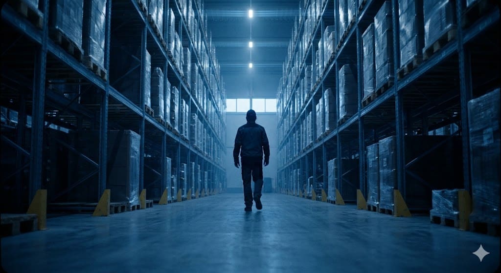 Operação de inventariação em armazém